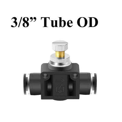 Pro Grade No Hassle 3/8 Inch Quick Connect Air Flow Control Valve With One Touch Install Fitting And Precision Speed Controller Straight Coupler For Shop Air Heavy Duty Copper Build Pack Of Five