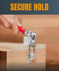 Image showing Three Pack Toggle Clamp Set With Adjustable 334 U Bolt 1000 Lb Holding Capacity 90 Degree Vertical Latch Anti Slip Hand Grip Built For Woodworking Jigs And Fixtures Cabinets Smokers And Tire Carriers That Is A Real Workhorse In Any Shop installed on a wooden surface with red anti-slip grip.