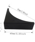 Heavy Hitter Brass Corner Guards Four Pack Heavy Duty Premium Quality Edge Protectors For Desks Cabinets And Jewelry Boxes Thick Black Furniture Bumpers side view with dimensions shown