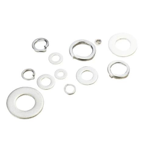 260 Pcs Stainless Steel Lock And Flat Washer Set M3 To M10 with spring lock and flat washers displayed on white background