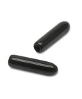 2mm ID Black Screw Thread Protectors, 15mm Length, 120 Pack, on two black rubber caps for bolt threads