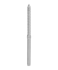 Close-up of T316 stainless steel Left Right Hand Thread Swage Lag Screw for 1/8 Inch Cable Railing, threaded design