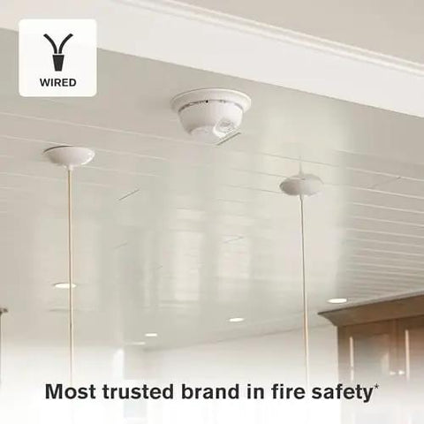 Interconnected Smoke Alarm With Hardwired Power And Battery Backup SMI100AC 3 Pack installed on ceiling for fire safety
