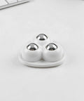 12pcs Ball Self Adhesive Furniture Caster Wheels 360 Degree Swivel in white with three shiny balls on base, ideal for smooth gliding.
