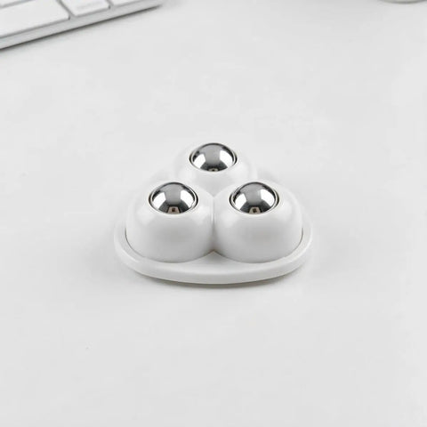12pcs Ball Self Adhesive Furniture Caster Wheels 360 Degree Swivel in white with three shiny balls on base, ideal for smooth gliding.