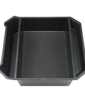 Slick Sliding Center Console Organizer Tray For Tesla Cybertruck 2024 And Up Models Black, top view of storage rack.