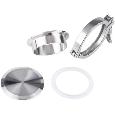 Top Quality 304 Stainless Steel Sanitary Pipe Fittings Kit With Weld Ferrule End Cap Tri Clamp And Silicone Gasket For Beer Brewing Winery Or Food Processing Projects Made Easy, tri-clamp set