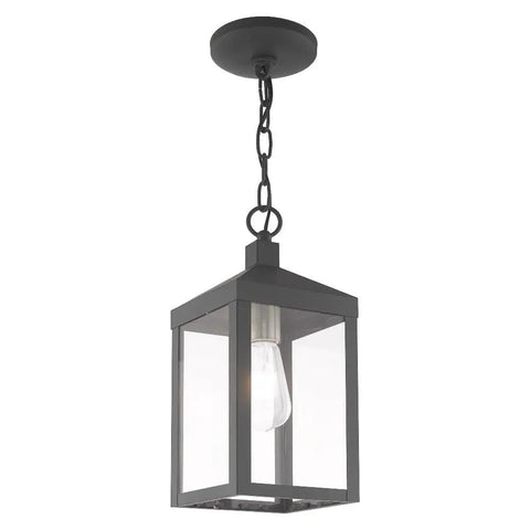 Nyack One Light Outdoor Hanging Lantern In Scandinavian Gray With Clear Glass Solid Brass Construction Weatherproof Outdoor Pendant