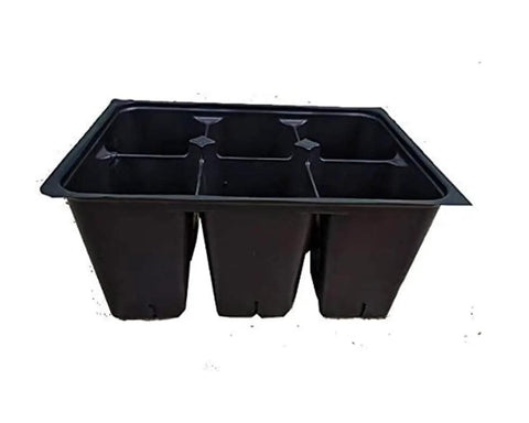 Deep Extra Large Seed Starter Trays Pack With 300 Deep Cells In 50 Six Cell Trays Flexible For Easy Depotting Bigger Root Balls For Strong Transplants Each Tray Measures About Seven By Five By Three Inches Ideal For Home Gardeners And Pros, close-up view of a single six-cell tray.