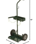 Harper Trucks welding cylinder hand truck, green, with 8-inch semi-pneumatic wheels; 45-inch tall, 22-inch wide