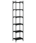 Black 6 Shelf Bookcase With Metal Frame Tall Open Storage For Home Office 74 Inch Engineered Wood Construction Built To Last