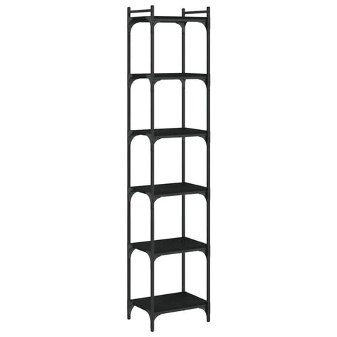 Black 6 Shelf Bookcase With Metal Frame Tall Open Storage For Home Office 74 Inch Engineered Wood Construction Built To Last