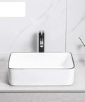 Vanity Vessel Sink Simple Ceramic Wash Basin Square Countertop Art Basin Ceramic Bathroom Sink Basin Washing Bowl Bathroom Vessel Sink on counter