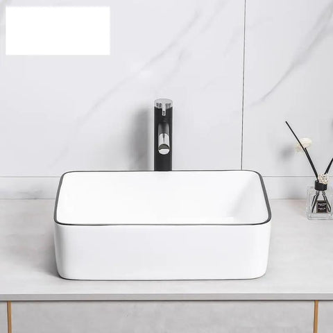 Vanity Vessel Sink Simple Ceramic Wash Basin Square Countertop Art Basin Ceramic Bathroom Sink Basin Washing Bowl Bathroom Vessel Sink on counter