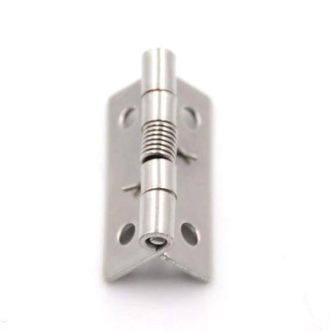 2 Inch Stainless Steel Self Closing Corner Spring Hinge, silver tone, showing front view of durable heavy duty hardware.
