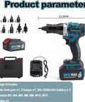 Kickass 26V Cordless Rivet Nut Gun Kit With 5.2Ah Battery Automatic Electric Riveter For M3 To M12 showing components and packaging.