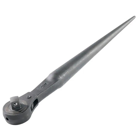 Ratcheting Spud Wrench With Half Inch Drive For Construction, Forged Alloy Steel, Corrosion Resistant Black Finish, 15 Inch Length.