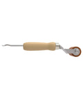 Side view of Roll N Chek Seam Roller With Probe Wood Handle For Fast Seam Testing, showing probe and roller components.