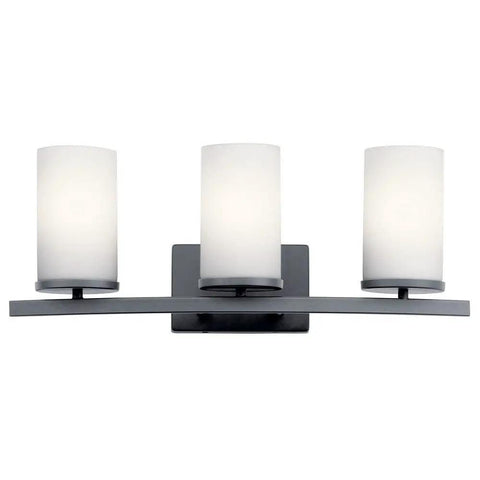 Crosby 23-Inch 3-Light Vanity Light In Satin Etched Cased Opal Glass With Olde Bronze Finish, front view