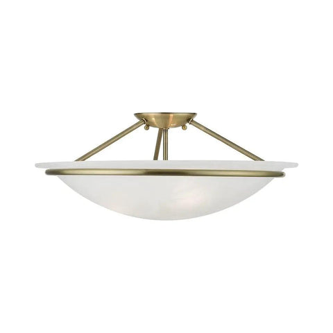 Newburgh 3 Light Ceiling Mount In Bronze, Transitional Style Ceiling Fixture With Steel Construction, Alabaster Glass Shade