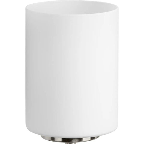 Two Light Etched White Glass Modern Bath Vanity Light In Brushed Nickel Finish, glass shade detail