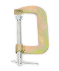 Hefty 6 Inch C Clamp For Woodworking And Welding Made From Heavy Duty Heat Treated Carbon Steel gold silver clamp with threaded screw.