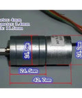 Heavy Duty Full Metal Gearbox Reduction Motor 5V To 12V DC 16RPM To 41RPM with detailed measurements on motor dimensions.