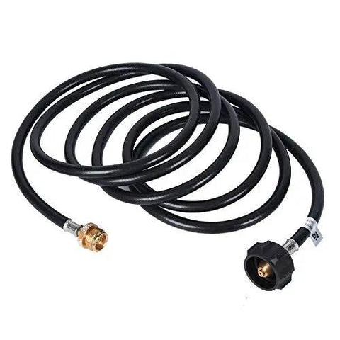 Propane Hose 1lb To 20lb Adapter For 12 Foot Connection, black coiled hose with brass fittings for large LP tanks, compatible appliances