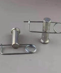 10 Piece Brooch Shape Cotter Safety Pins in galvanized carbon alloy steel with heavy duty quick lock spring design, side view