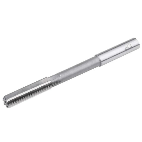 HSS H7 reamer with straight silver shank and fluted cutting end for precise bore machining