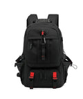 Front view of black 80L Outdoor Backpack With Port For Trekking Hiking And Camping, Waterproof Anti Theft Shock Resistant Expandable Capacity