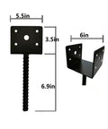 Dimensions of 4 Pack U Shape Fence Post Holder Concrete Post Anchor For Five Point Five By Five Point Five Inches Wood Posts