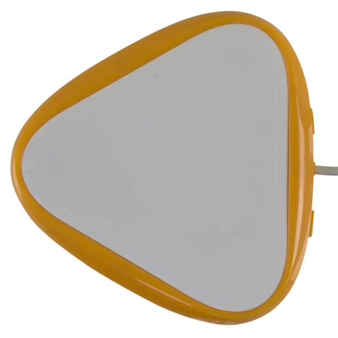 Big Candy Corn 2 Proximity Sensor Switch - No Touch Assistive Technology For Accessibility And Adaptive Communication, Featuring A Large Activation Surface For Easy Use By Fine Motor, Low Vision, And Sensory Needs. Large orange triangular proximity switch with gray activation surface and cable