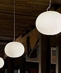 Modern Oval Milk White Glass Pendant Lamp Office Shop Bar Cafe Restaurant Hotel Hall Home Bedside Dinning Room Suspension Light, three sizes shown.