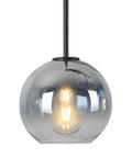 Modern Black Glass Globe Pendant Light Set with silver gradient sphere, 11.8 inch, contemporary lighting, warm glow, single fixture