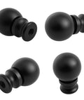 Two Pack Black Lamp Finials With Metal Knob Tops For Lampshades Screw Cap Nut Style Durable Die Cast Aluminum Minimalist Globe Design Decorative Replacement For DIY Table Or Floor Lamps.