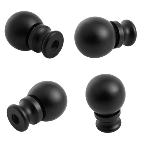 Two Pack Black Lamp Finials With Metal Knob Tops For Lampshades Screw Cap Nut Style Durable Die Cast Aluminum Minimalist Globe Design Decorative Replacement For DIY Table Or Floor Lamps.
