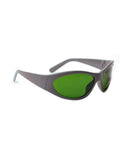 Heavy Duty Laser Safety Glasses No Bs Protection For Nd Yag 980Nm 1064Nm 1320Nm Operators With Od4 Plus Rating and gray frames with green lenses.