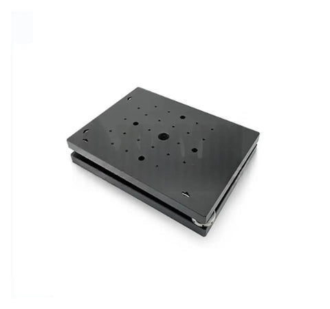 Rock Solid Ultra Precise Rotary Tilt Table With Aluminum Alloy Construction Quick Assembly platform, top view, black finish.