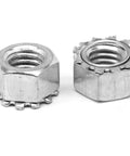 Rock Solid Size 12 24 Keps Nut With External Tooth Lock Washer, High Carbon Steel fasteners showing hex and washer design.
