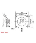 Technical diagram of 450W 220V Permanent Magnet Synchronous Brushless DC Motor with 80x80 mm flange and 14 mm shaft.