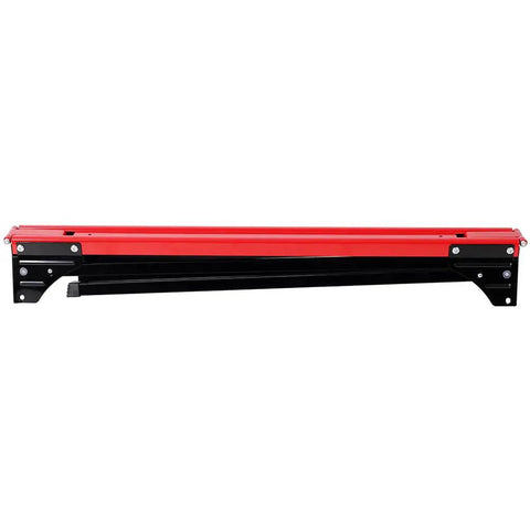 Heavy Duty Foldable Sawhorses 2 Pack 1000 Lb Weight Capacity Steel Work Stands with locked open hinges side view.