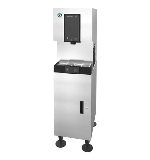 Heavy Duty Cubelet Nugget Ice Machine With Built In Water Dispenser and Roomy Storage Bin, Stainless Steel, countertop unit.