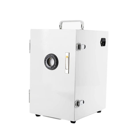 Heavy Duty 550W Dental Lab Dust Extractor With Digital Control Panel and Twin Impeller Pump, white box design.