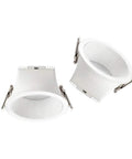 MXJCKSOQ 2 Pack LED Recessed Retrofit Downlight, round white aluminum housing with clips for easy installation.