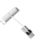 Black and Silver Square Automatic Door Closer With Adjustable Spring Power in white finish, side angle view