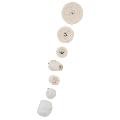 Top Tier 7 Pcs Polishing Wheel Kit With Buffing Flannel Abrasive Tools For Car Detailing Auto Body Work And Metal Shining Projects That Look Absolutely Awesome - assorted cotton flannel buffing wheels in various sizes.
