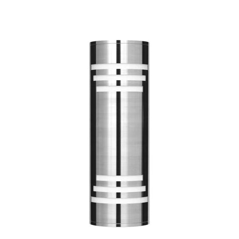 2 Pack Outdoor Wall Sconce Lights With Up And Down LED Cylinder Design, 304 Stainless Steel Waterproof Exterior Porch Lighting, E26 Bulb Ready, Double Glass Cylinder Fixture For Patio Or Garage