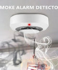 Dual Sensor Smoke Detector And Fire Alarm 4 Pack Kit Delivering Battle Ready Protection Plus 85 Decibel Siren For Homes Craving Heavy Duty Safety And Zero Hassle Setup Anytime, mounted on ceiling with smoke rising.