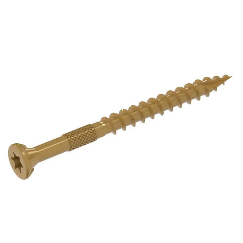 Rock Solid Exterior Wood Screws For Decks And Fences Featuring Nano Coated Corrosion Shield Built Like A Tank For Pressure Treated Lumber With An Easy Install Autopilot Tip In Natural Tan Color